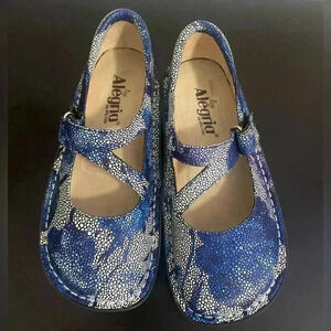 Alegria Blue Bouquet Floral Clogs